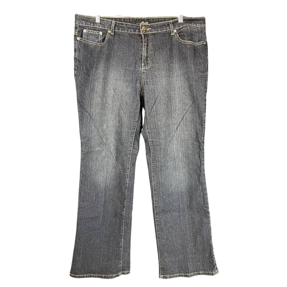 WILLI SMITH Jeans (14)(38x32) Womens Curvy Plus Embossed Pocket Stretch Wide Leg